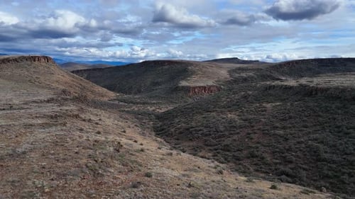 Aerial view of canyons and hills, United States.