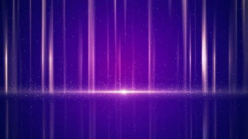 El escenario de neón en color morado proyecta los rayos de neón