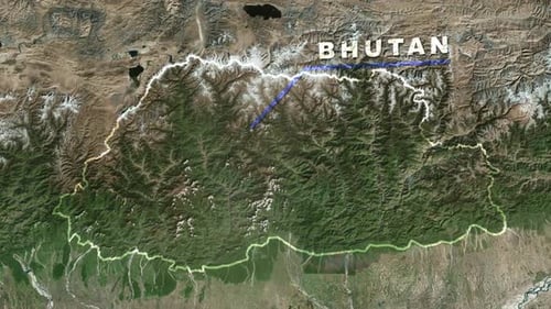 Animated Global Zoom to Bhutan Map Outline