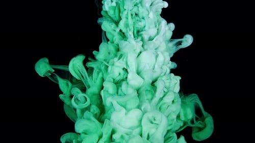 Abstract Green and White Ink Bloom Effect