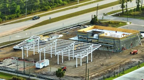 Construction Site of New Gas Station on Roadside in Florida Rural Area