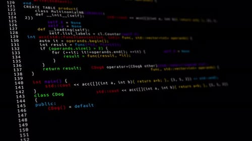 Programmiercode läuft über ein Computer-Bildschirmterminal