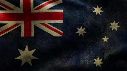 Grunge Distressed Australian Flag Waving Animation