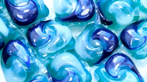 Close up of Blue Laundry Detergent Pods