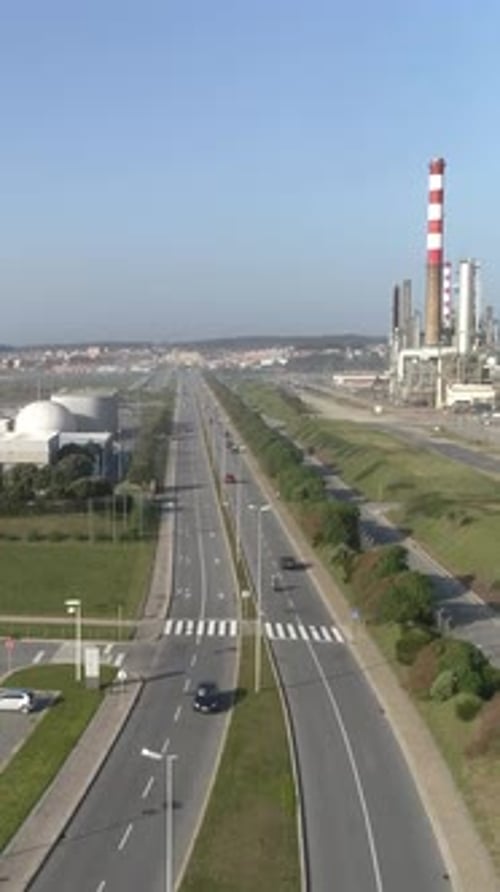 Aerial Traffic Road Vertical Video