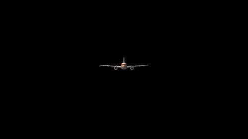 Flying Passenger Airplane Alpha Channel Animation
