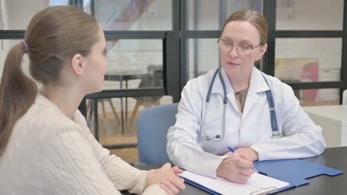 Doctor Consults with Patient in Brightly Lit Office