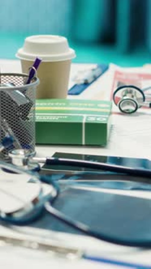 Vertical Video Empty Office in a Private Clinic Designed with x Ray Machine and Modern Gear