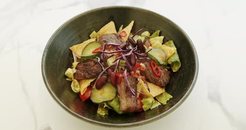 Beef Taco Salad Warm Salad of Cabbage and Beans