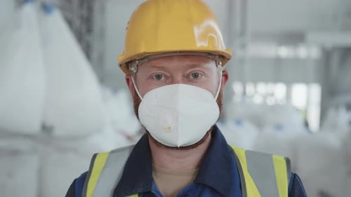 Male Factory Engineer In Mask Portrait