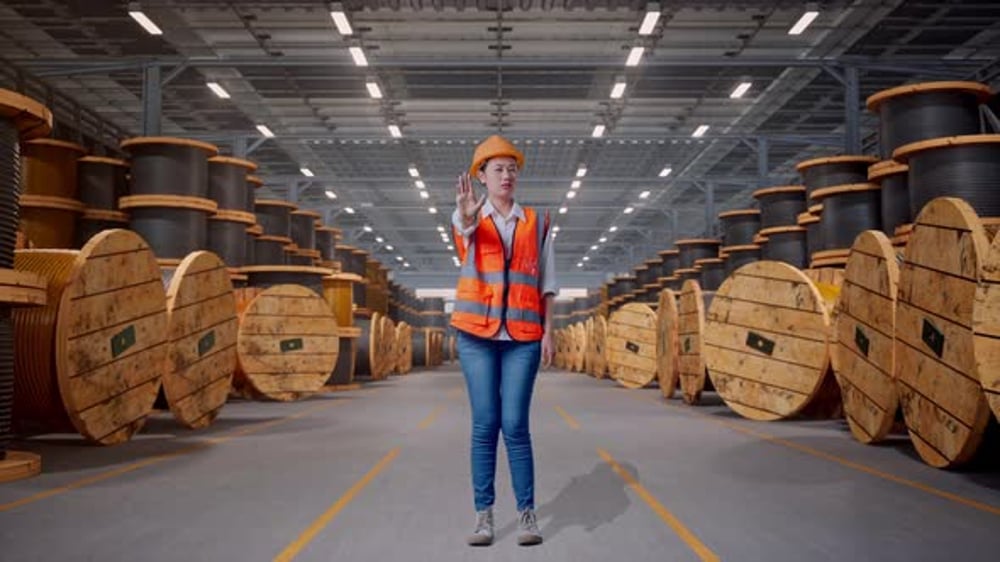 Full Body Of Asian Female Engineer Disapproving With No Hand Sign in ...