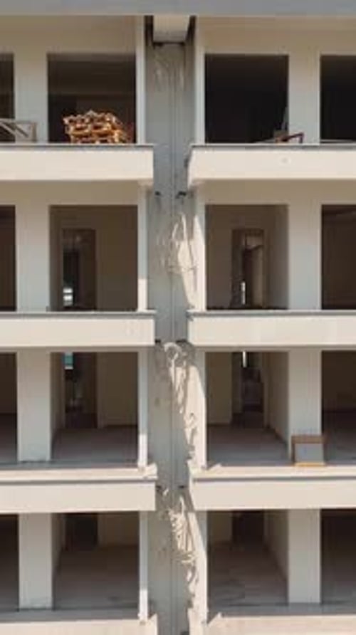 Vertical Video Aerial View Construction Site Work on Site