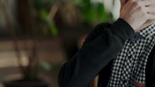 Man Crying with Despair and Grief Indoors