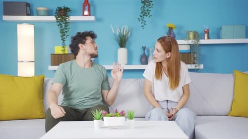 Couple fighting at home.
