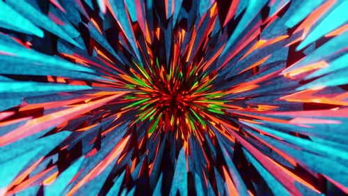 Vue rapprochée d'une explosion d'étoiles multicolores. Animation en boucle