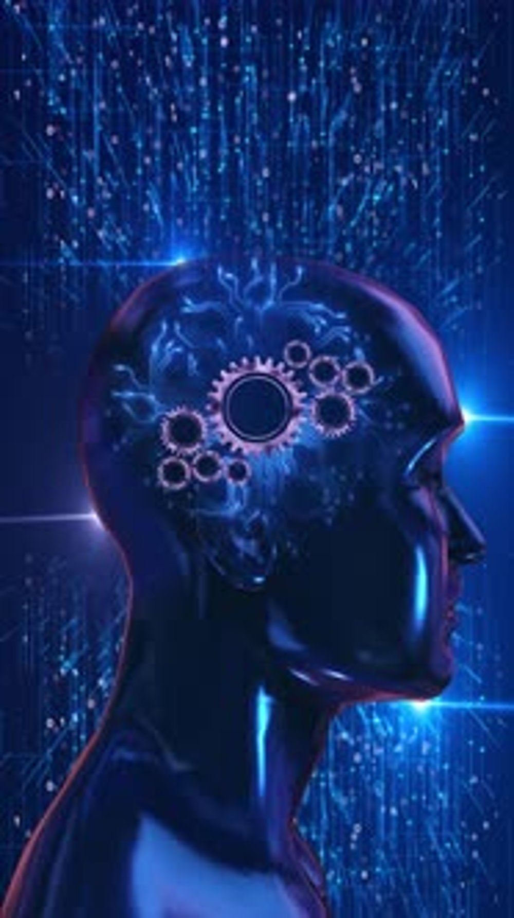 Human Head With Gears Binary Code Depicting Artificial Intelligence ...