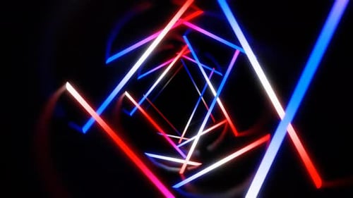 Abstract Colorful Neon Glowing Rotating Tunnel Loop Animation