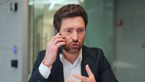 Angry Businessman Shouting on Phone in Office Stressed Manager Yelling