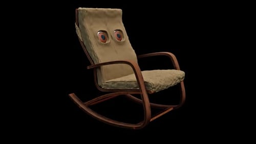 Old Rocking Chair, personaje 3D, en bucle, Alpha Channel