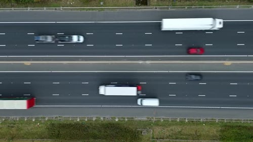 Aerial View of Busy Highway with Vehicles
