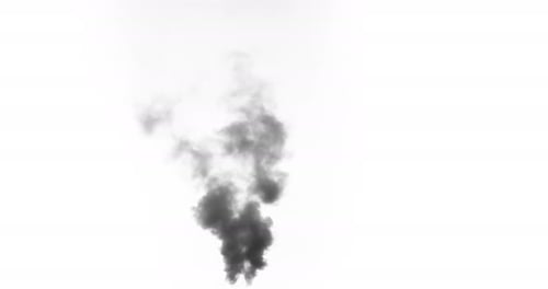Rising Dark Gray Smoke on White Background