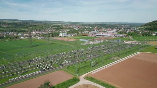 Aerial View of a Power Station in Countryside