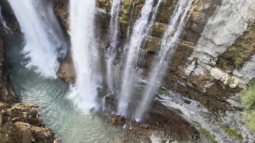 Aerial View of Scenic Cascading Waterfall