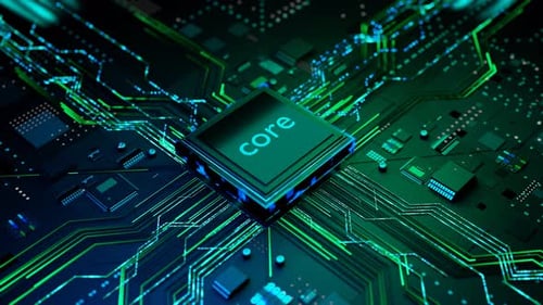 Futuristic AI Integration: Processor Signals Propagate Across Motherboard