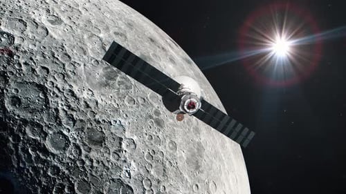 Future Space Mission Satellite in Orbit of The Moon