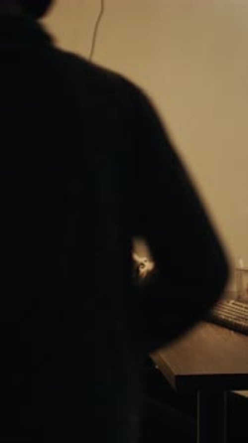 Person Using VR Headset at Computer Desk