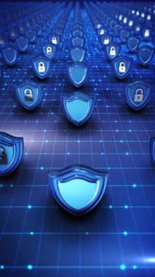 Futuristic Cybersecurity Shield Digital Lock Circuit Connections Ai Data Protection Network