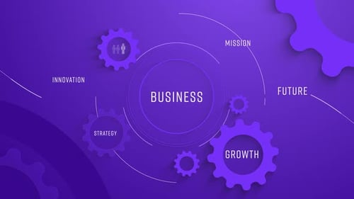 Animated Business Process with Rotating Gears and Corporate Concepts