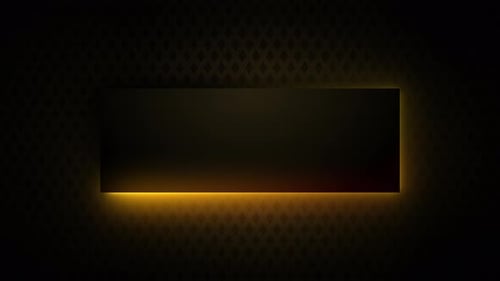 Moldura retangular de néon com efeito brilhante em um fundo abstrato de luxo escuro. Banner brilhante vazio