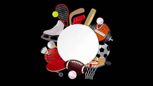 Animated Sports Equipment Collection Reveal Frame