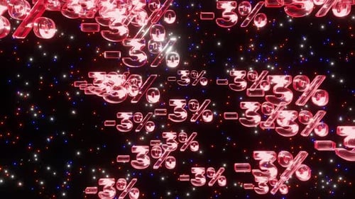 Glowing Minus Three Percent Symbols Animated Background Loop
