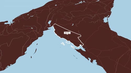 Belize Country Map Outline Reveal Animation