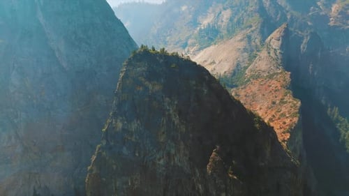 Scenic outdoor rock landscapes. Aerial view Yosemite national park.
