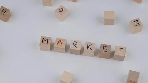 market wooden words