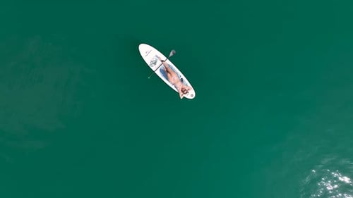 Aerial View Paddleboarding in the Green Canyon People Relaxing Swimming and Enjoying Summer
