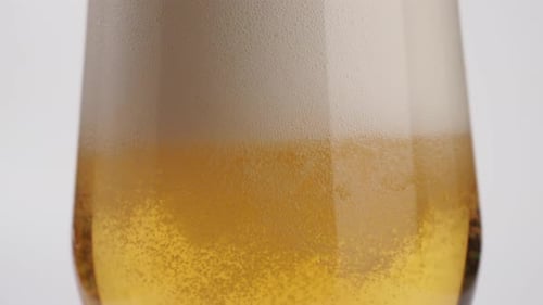 Close Up of Refreshing Beer with Bubbles