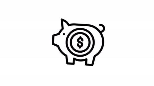 Minimalist Line Art Piggy Bank Money Saving Icon
