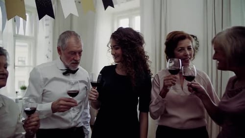 People Celebrating with Wine at a Birthday Party