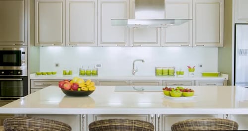 Bright Modern Kitchen with Fruit Display