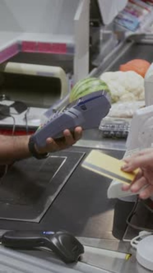 Paying Via Credit Card in Grocery Store