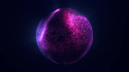 Sphère brillante abstraite, boule d'énergie brille de mille feux avec des rayons de lumière, des ondes magiques provenant de particules