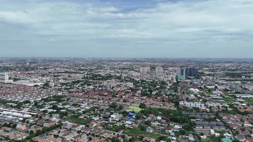 Aerial view of city buildings