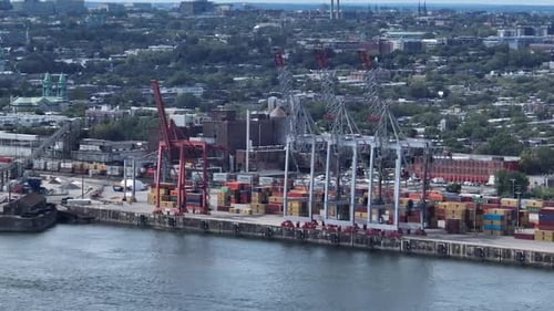 Montreal industrial shipping containers aerial