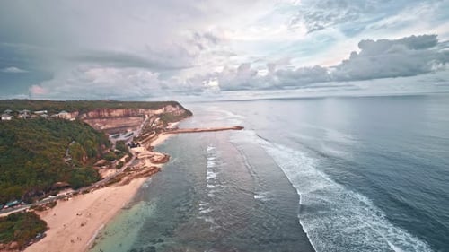 Ocean Waves By A Secluded Beach Aerial