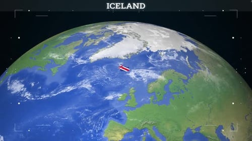 Animated Globe Zoom on Iceland with Futuristic Digital Interface