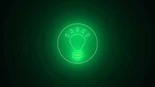 electric bulb loop alpha , glowing bulb icon, lighting flame energy well bulb